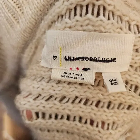 NWOT Anthropologie Fringe Turtleneck Cropped Poncho Sweater $200 - Picture 6 of 8